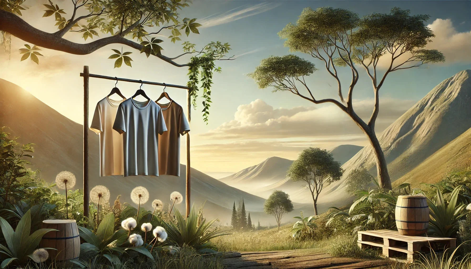 Eco-Friendly Materials Serene natural scene promoting eco-friendly materials.